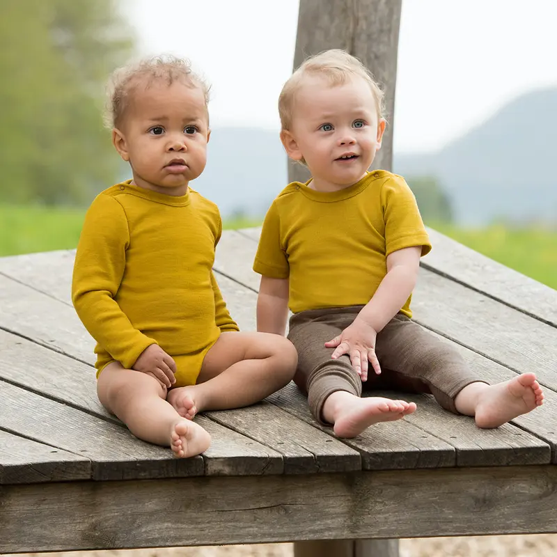 Organic Wool & Silk Long Sleeve Body - Saffron - 0m-6y