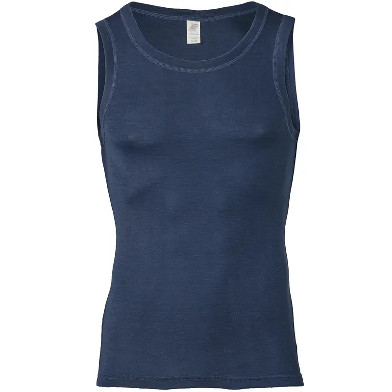 Organic Wool & Silk Men's Undershirt - Navy - 46-56