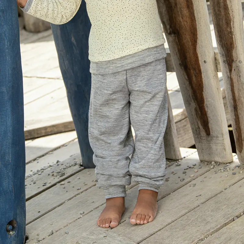 Organic Wool & Silk Pants - Grey Melange - 0m-2y