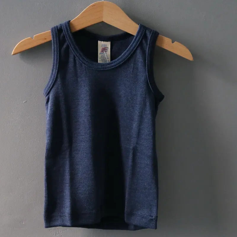 Organic Wool & Silk Sleeveless Vest - Navy - 1-16y