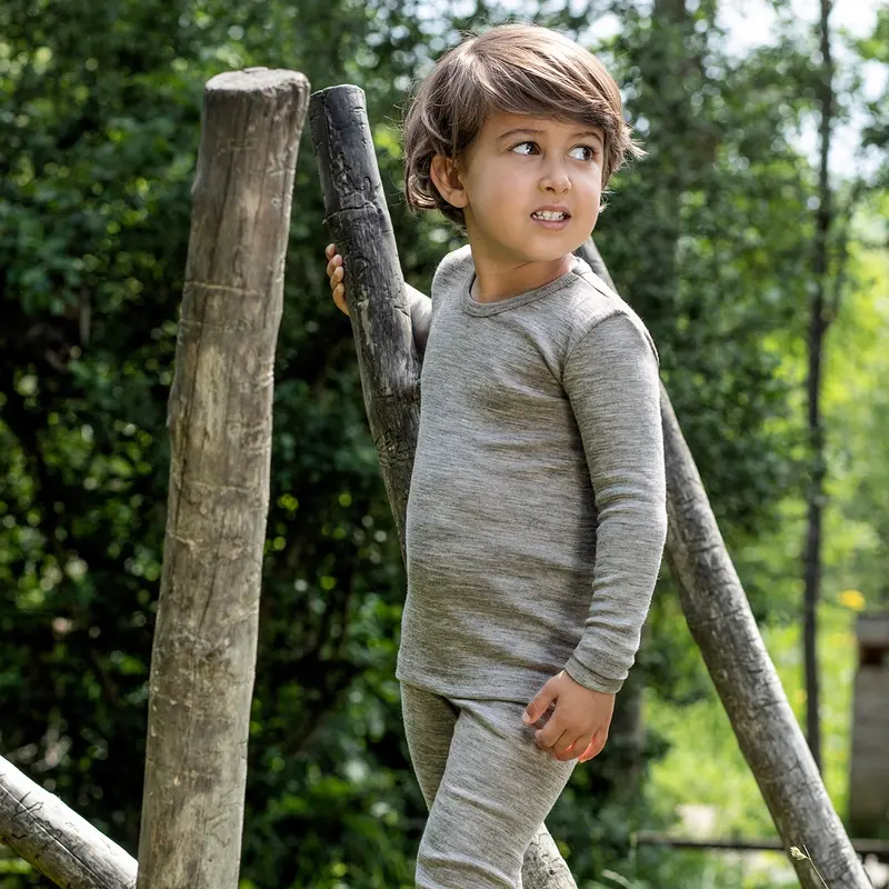 Organic Wool & Silk Top - Grey Melange - 1-2y only
