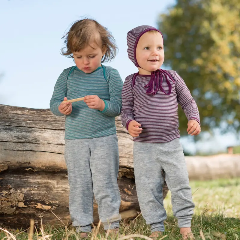 Organic Wool & Silk Top - Grey Melange/Glacier - 3m-3y