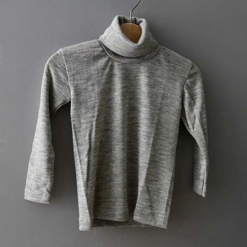 Organic Wool & Silk Turtleneck - Grey Melange - 1-12y