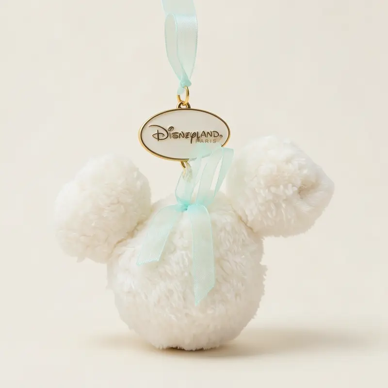 Ornement de Noël Boule Mickey blanche en peluche – Disneyland Paris