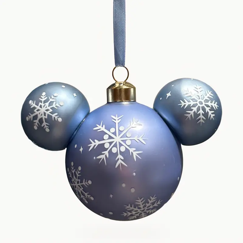 Ornement de Noël Boule Mickey bleue à flocons – Disneyland Paris