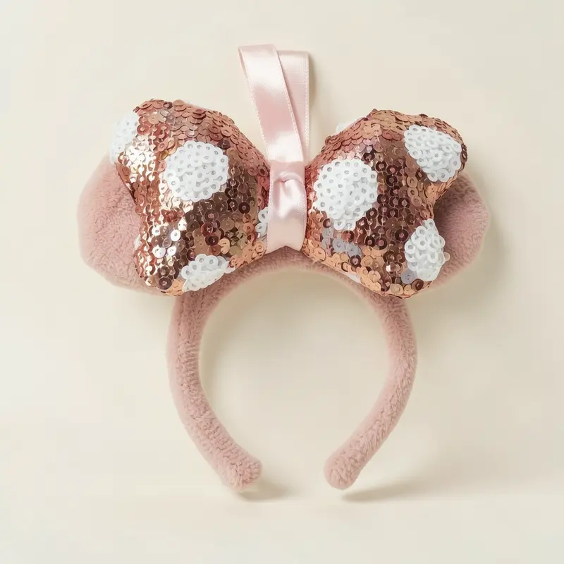 Ornement de Noël Serre-tête Minnie rose à sequins – Disneyland Paris