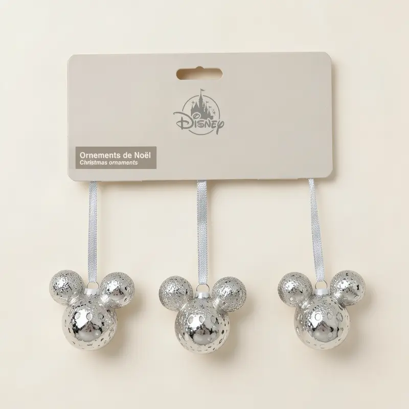 Ornement de Noël Trio de têtes Mickey argentées – Disneyland Paris