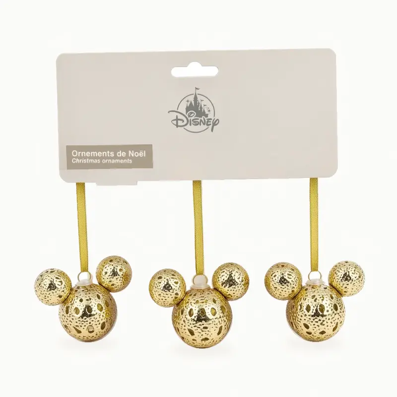 Ornement de Noël Trio de têtes Mickey dorées – Disneyland Paris