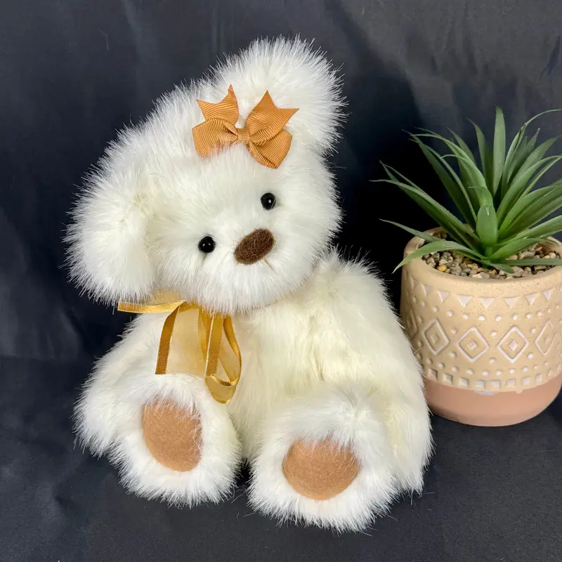 🧸 Ours de Collection Articulé 30 cm (11.8") en Fausse Fourrure – Claire, Pièce Unique