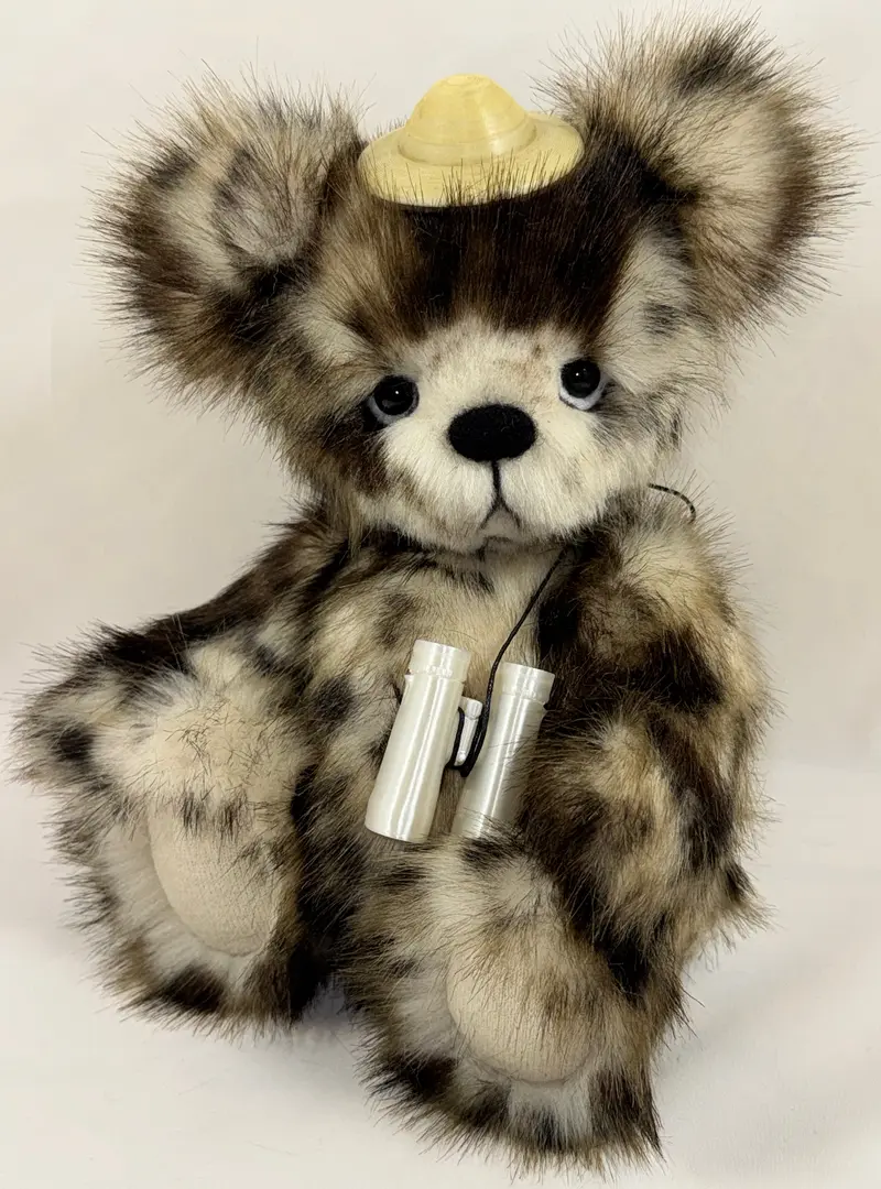 Ours de collection articulé 30 cm Wilson – fausse fourrure tachetée, pièce unique