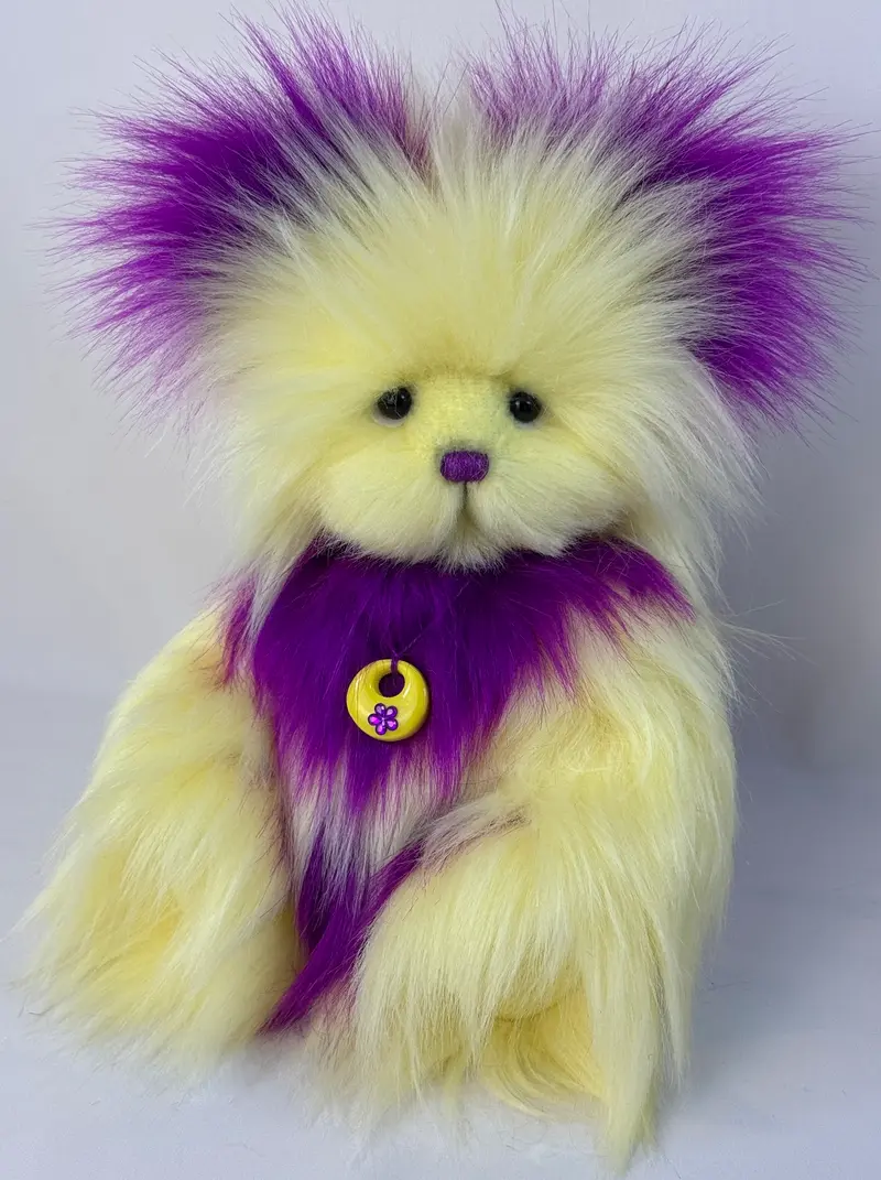 ✨ Ours de collection Marty 25 cm – Articulé à l’ancienne, yeux de verre noirs, nez brodé, certificat d’authenticité 🐻💜