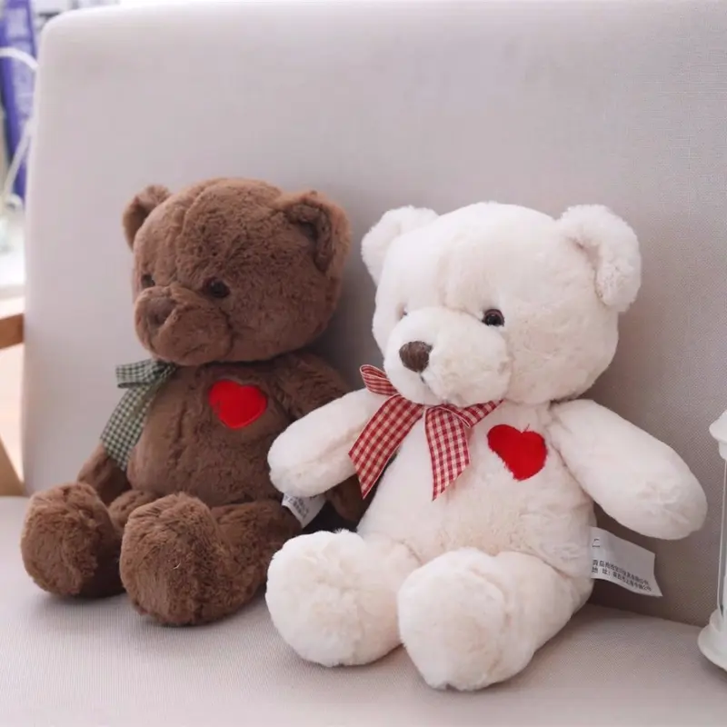 Ours en Peluche Blanc & Marron en Coton