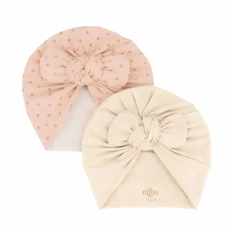 Pack de 2 bonnets turban - Pois blush - Mrs. Ertha