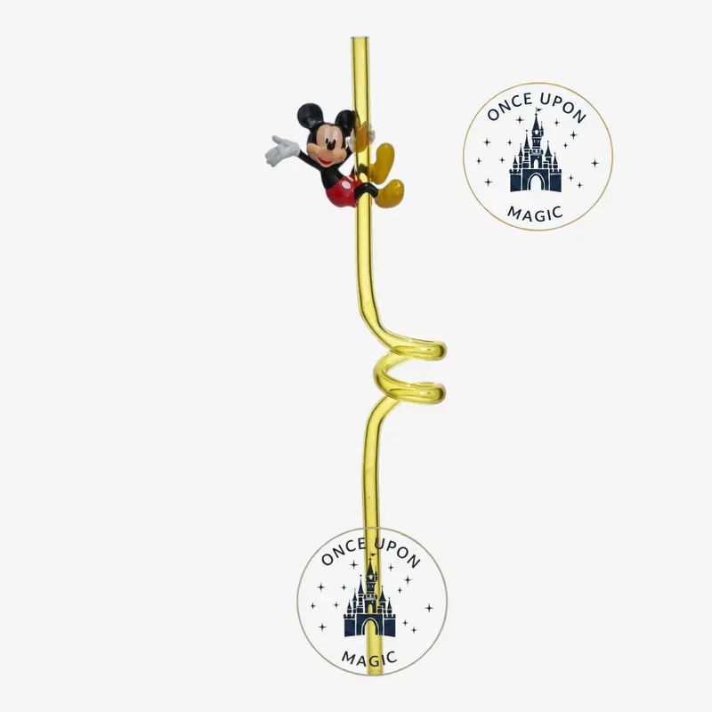 Paille Réutilisable Mickey Mouse Spirale Jaune Translucide Disney — Disneyland Paris