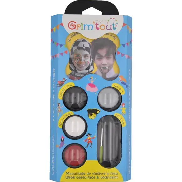 Palette de Maquillage de Fête 4 couleurs x 4 ml - Chevalier et Vampire - carnaval - Grim'tout - 2 ans+