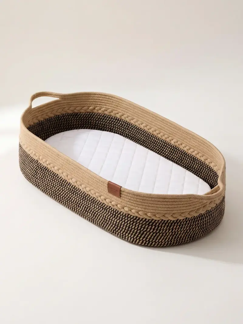 Panier à Langer Bicolore en Corde de Coton