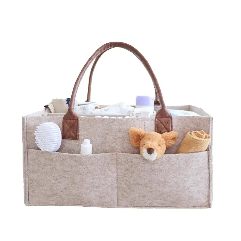 Panier de rangement nurserie en feutre pour couches et accessoires