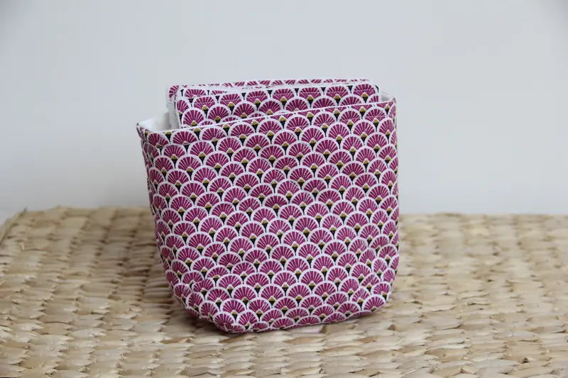 Panière de lingettes - Blanc/Rose Fuschia