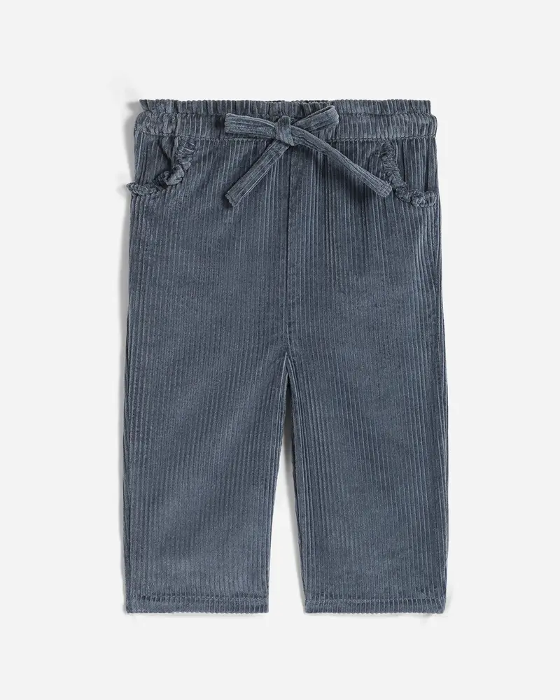 Pantalon bébé Amélie velours bleu canard