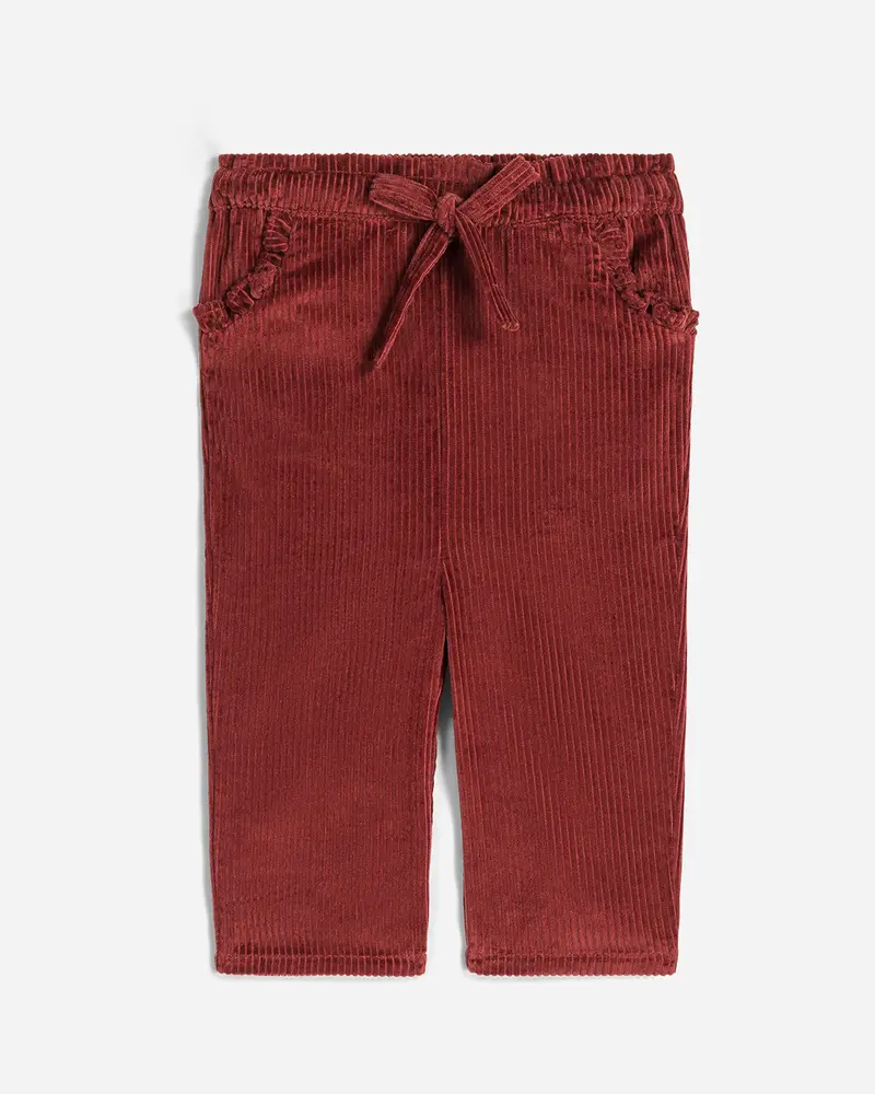 Pantalon bébé Amélie velours rouge framboise