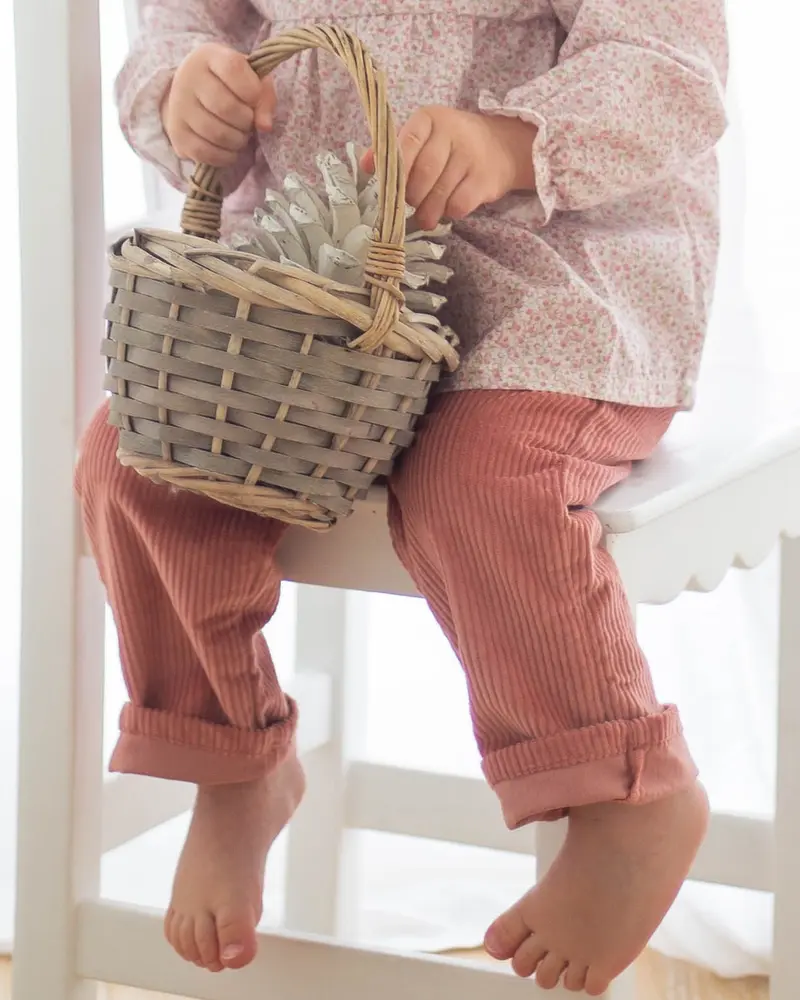 Pantalon bébé Amélie velours vieux rose