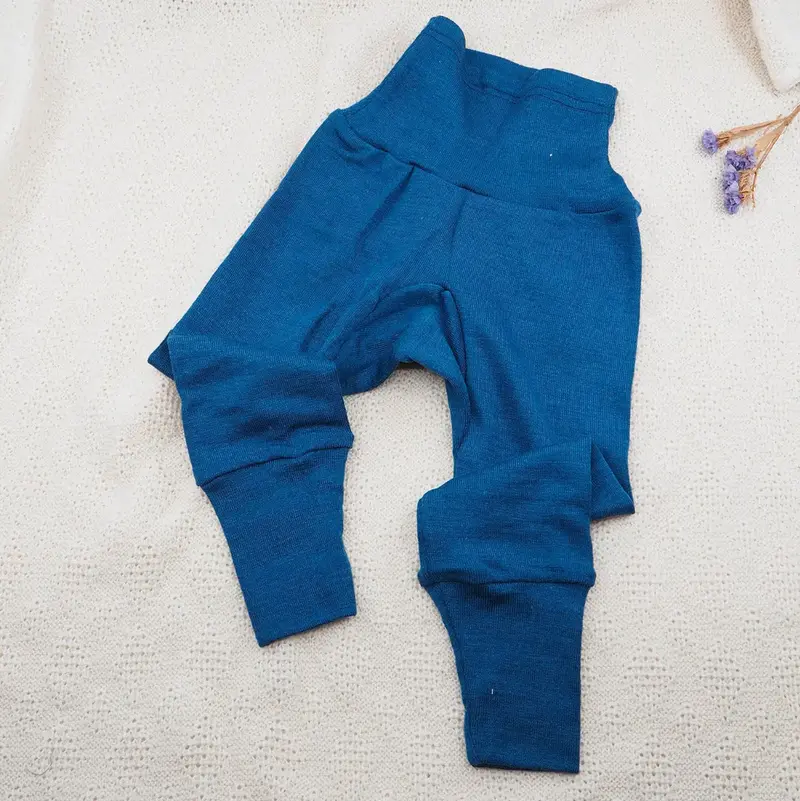 Pantalon bébé en laine et soie Cosilana - Bleu marine