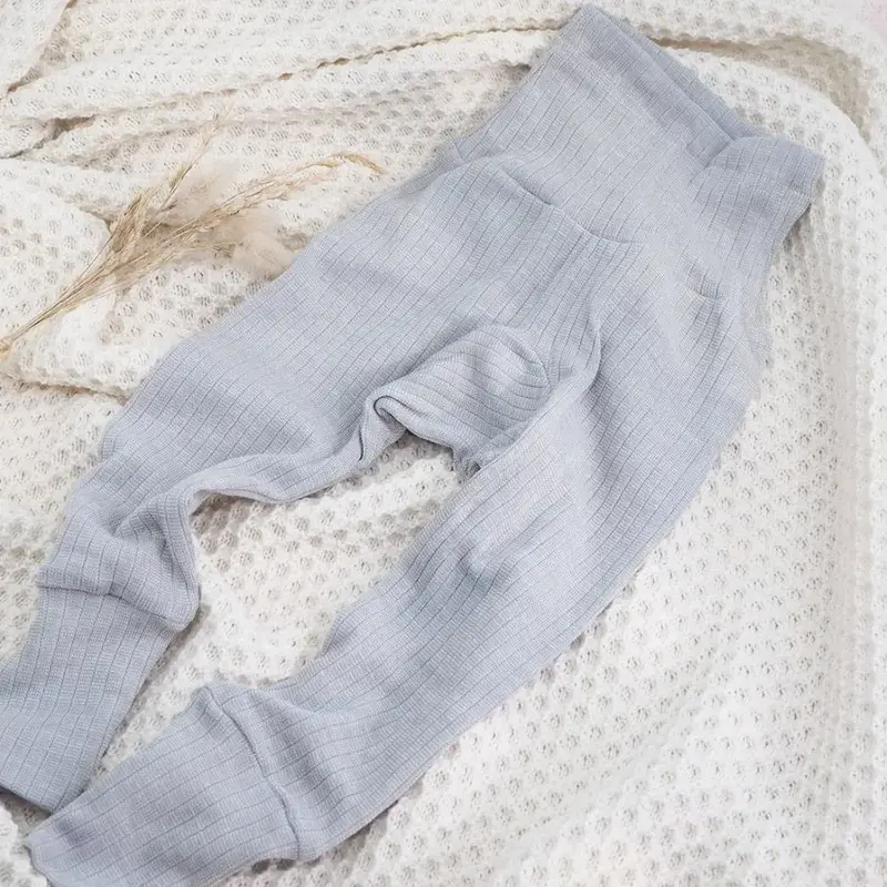 Pantalon bébé en laine, soie et coton bio Cosilana - Gris
