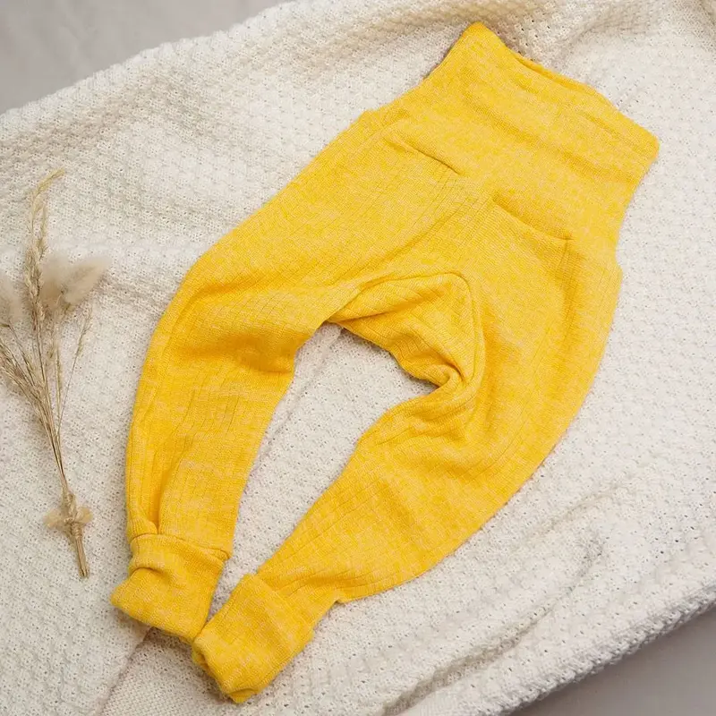 Pantalon bébé en laine, soie et coton bio Cosilana - Jaune