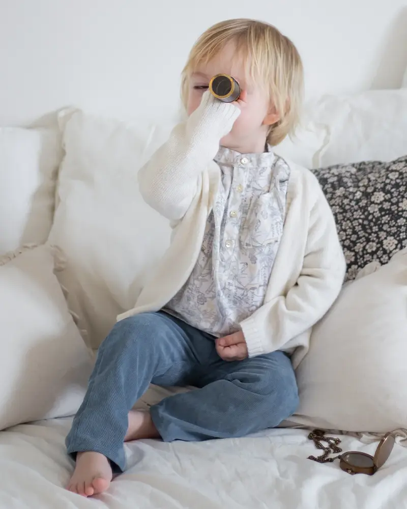 Pantalon bébé Ferdinand en velours bleu