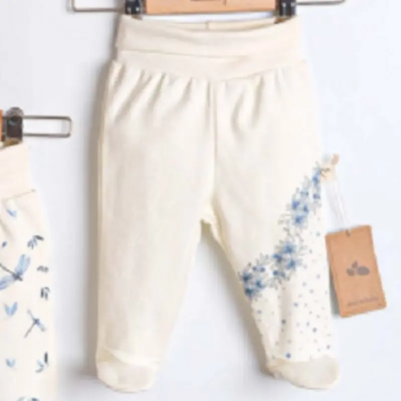 Pantalon bébé fleuri bleu (1-3 mois)