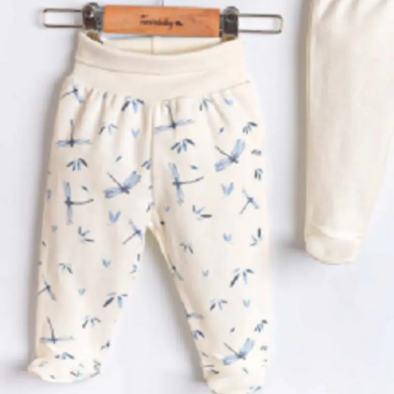 Pantalon bébé fleuri bleu (3-6 mois)