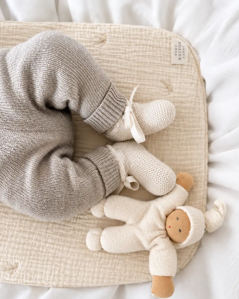 Pantalon bébé laine et cachemire beige clair