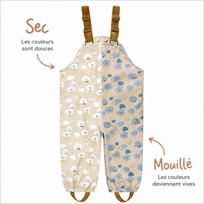 Pantalon de pluie magique Nuages – Change de couleur sous la pluie