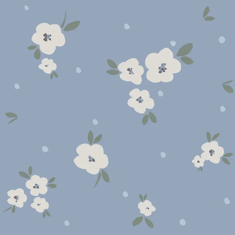 Papier Peint Pour Enfants Floral Draw Bleu