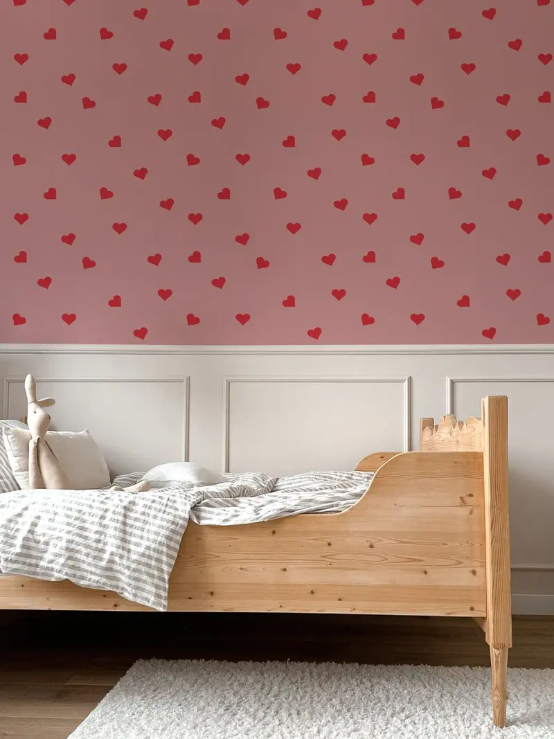 Papier Peint Pour Enfants Rose Cœurs