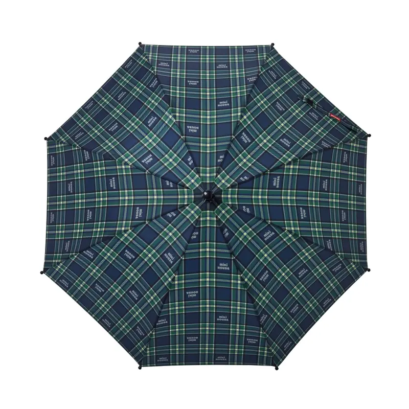 PARAPLUIE À CARREAUX BLEU MARINE ET VERT