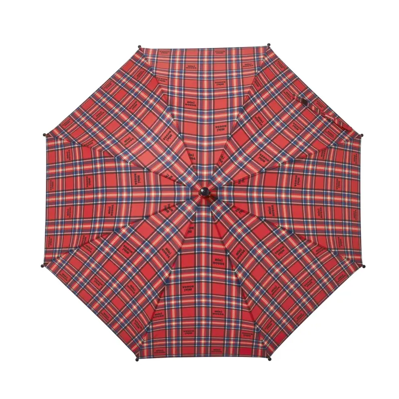 PARAPLUIE À CARREAUX ROUGE ET BLEU