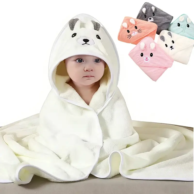 Peignoir sortie de bain à capuche polaire corail pour bébé