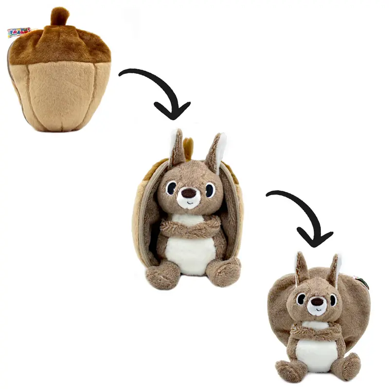 Peluche 2 en 1 - Noiset l'écureuil gland - Flipetz - Les Déglingos