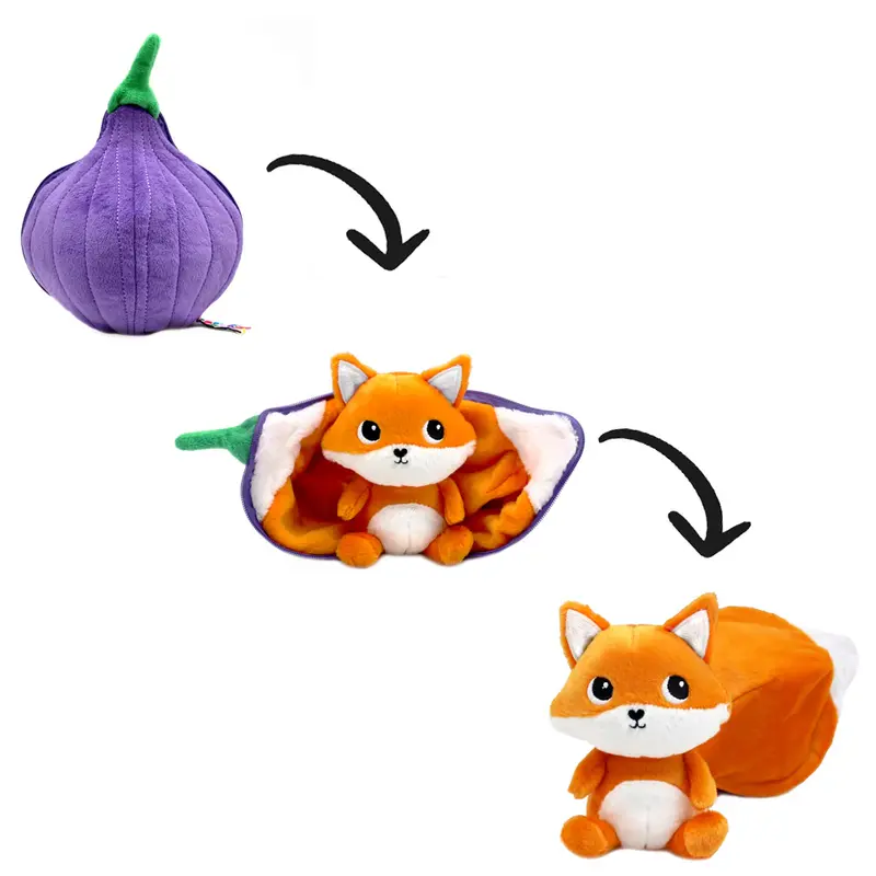 Peluche 2 en 1 - Russet le renard Figue - Flipetz - Les Déglingos