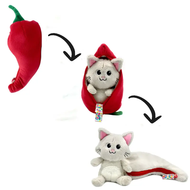 Peluche 2 en 1 - Spicey le chat piment - Flipetz - Les Déglingos