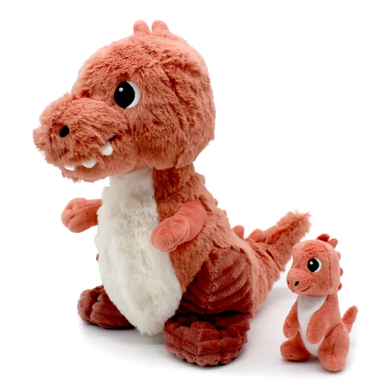 Peluche Alex le T-rex maman et son bébé terracotta - Les Ptipotos