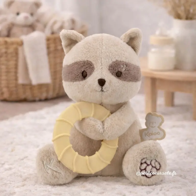 Peluche anneau de dentition bébé – Raton laveur