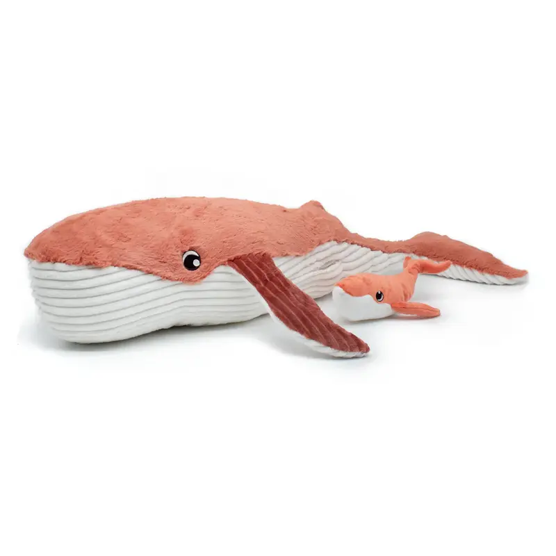 Peluche baleine maman / bébé terracotta
