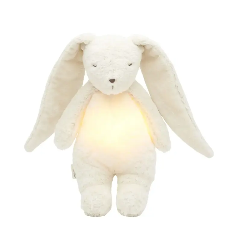 Peluche bruit rose bébé Moonie - Nature bio Lapin blanc polaire