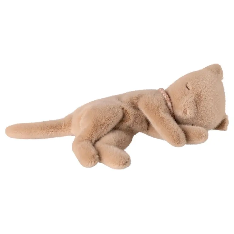 Peluche Chaton Endormi, Petit, Crème Pêche