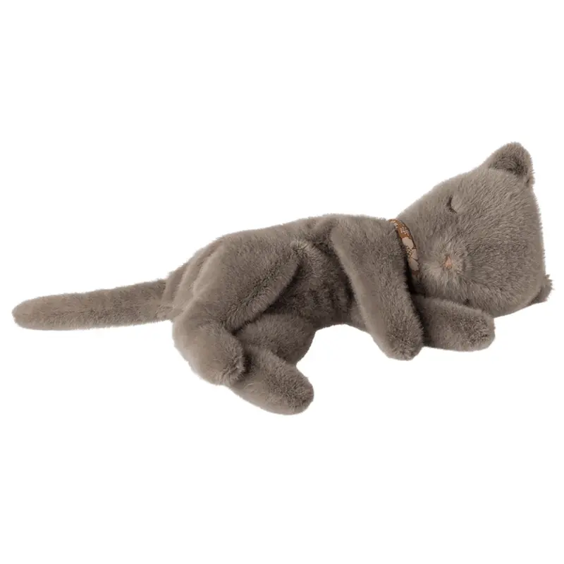 Peluche Chaton Endormi, Petit - Gris