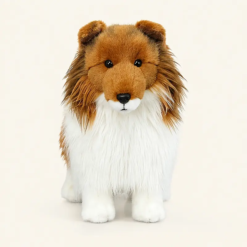 Peluche Chien Marron et Blanc