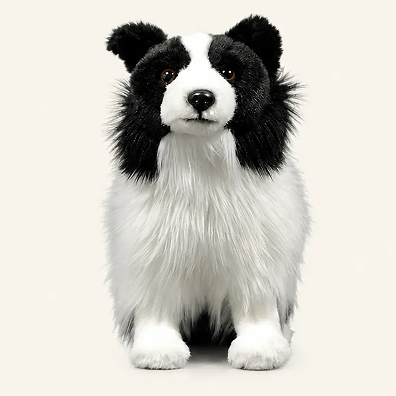 Peluche Chien Noir et Blanc