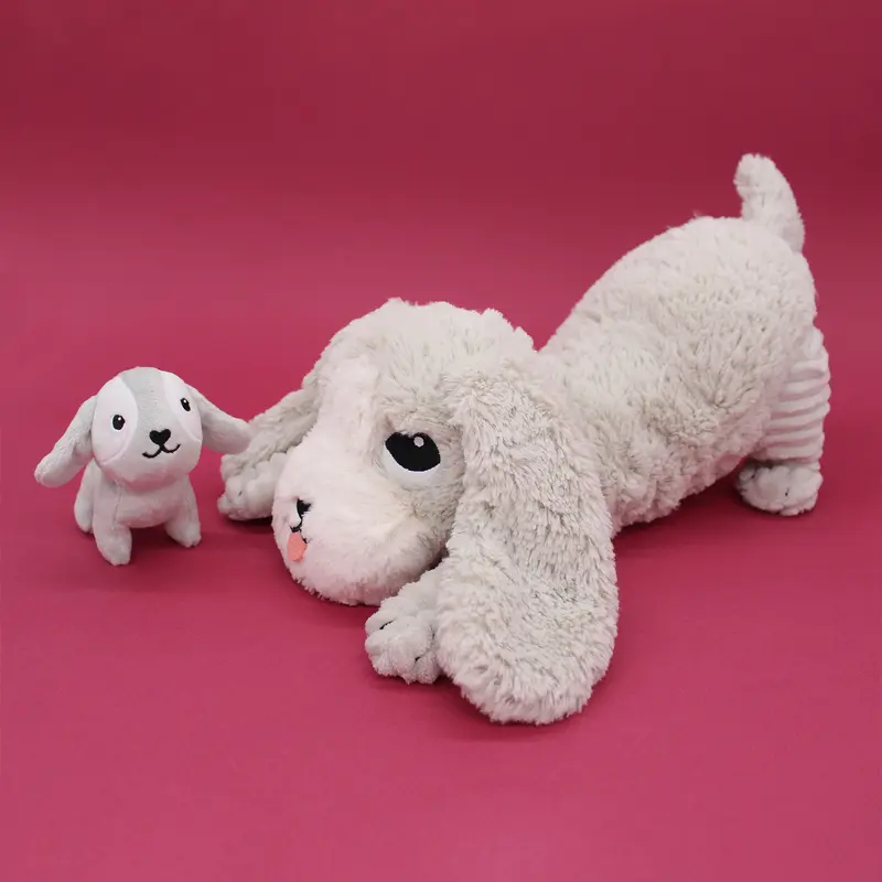 Peluche chien Toutou maman et son bébé gris - Les Ptipotos